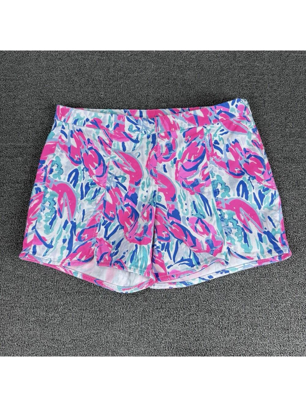 Lilly Pulitzer 00 Hazel Shorts Women’s Cracked Up Print Bright Lobster Preppy